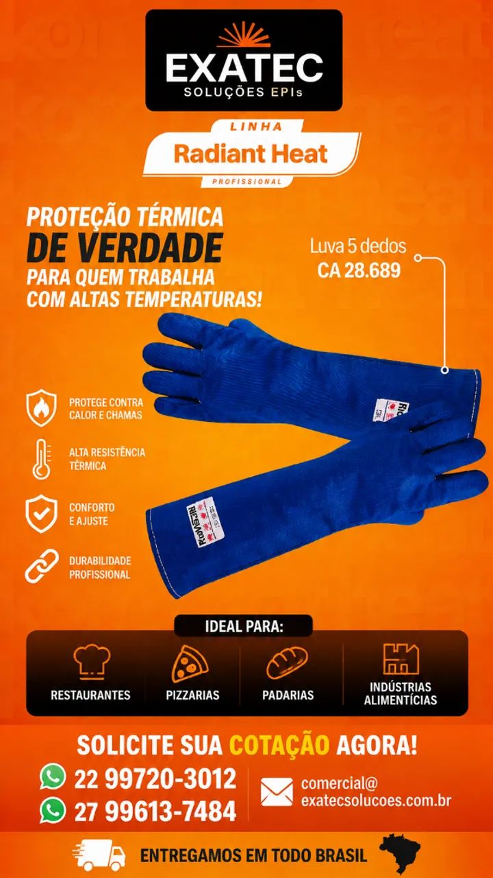 LUVA TÉRMICA 2/5 DEDOS PROTEÇÃO ATÉ 350° - Foto 3
