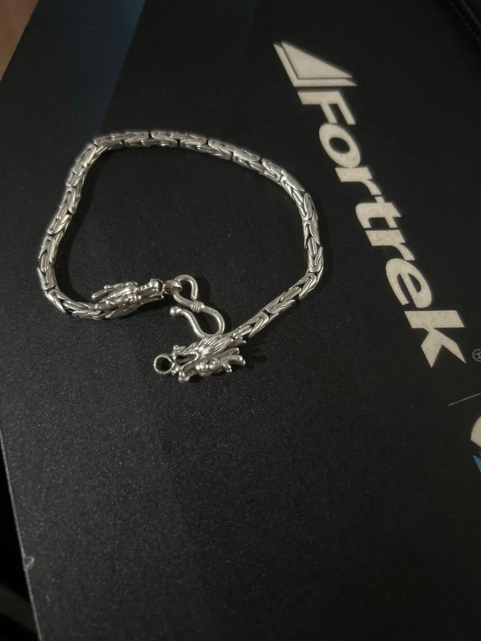 Pulseira de prata bali peruana cabeça de dragão 