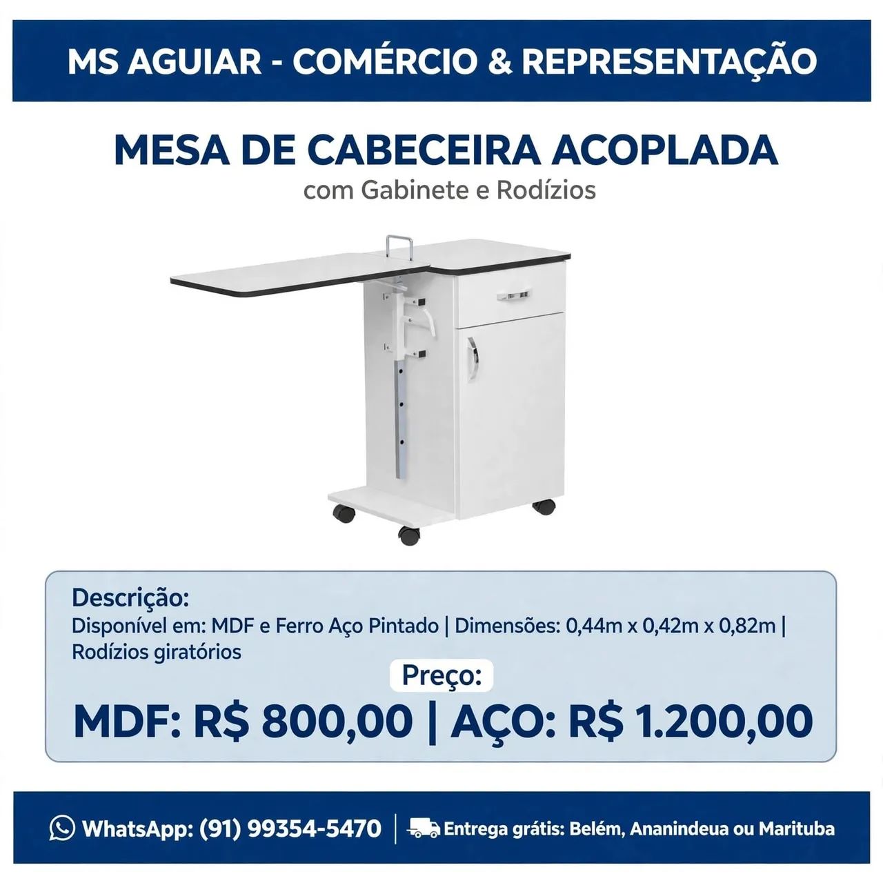Mesa de cabeceira acoplada 