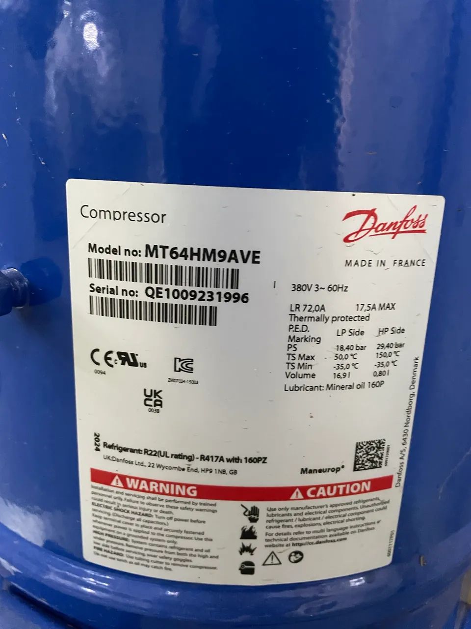 Compressor de câmera fria 