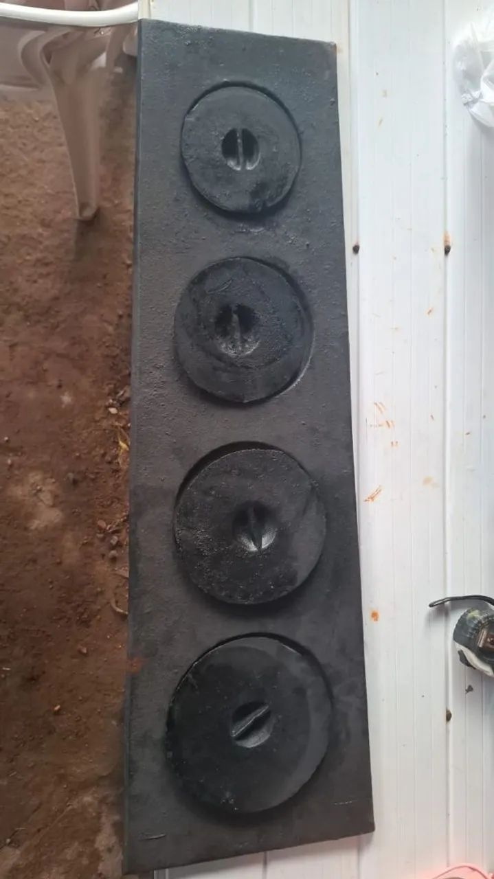 Chapa de fogão à lenha 4 bocas com tampa e redução 