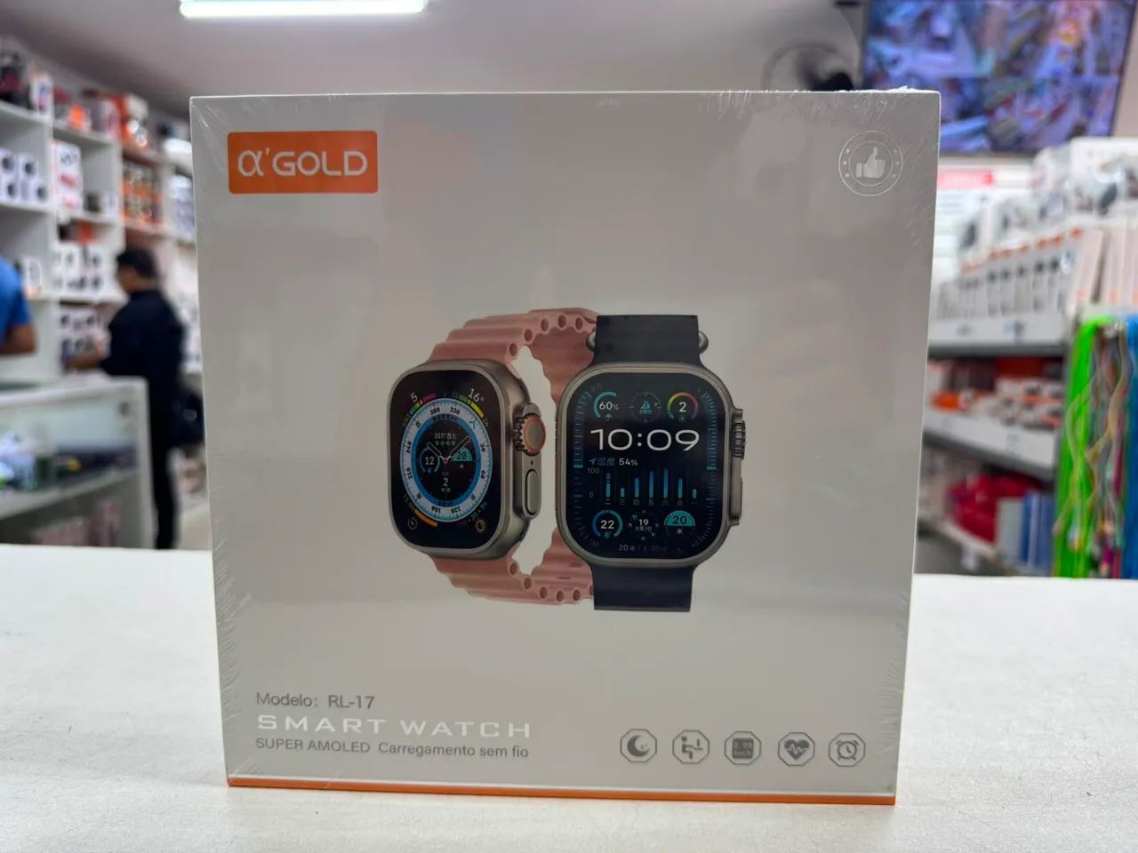 Relógio Smart Watch RL-17 A'GOLD 4 Pulseiras Android E Ios
