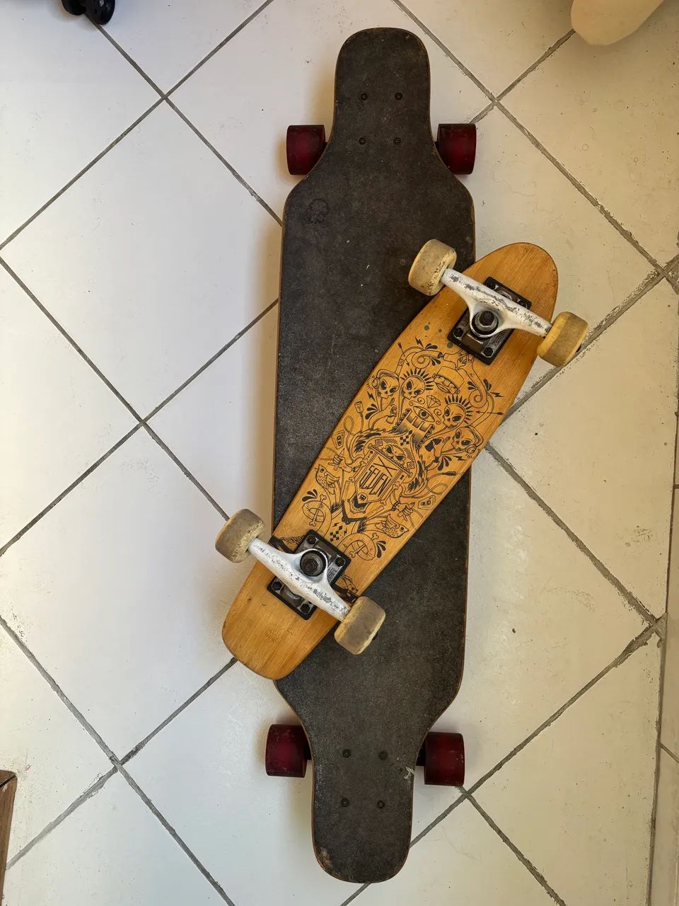 Skate longboard + mini cruiser em madeira CONJUNTO - Foto 5