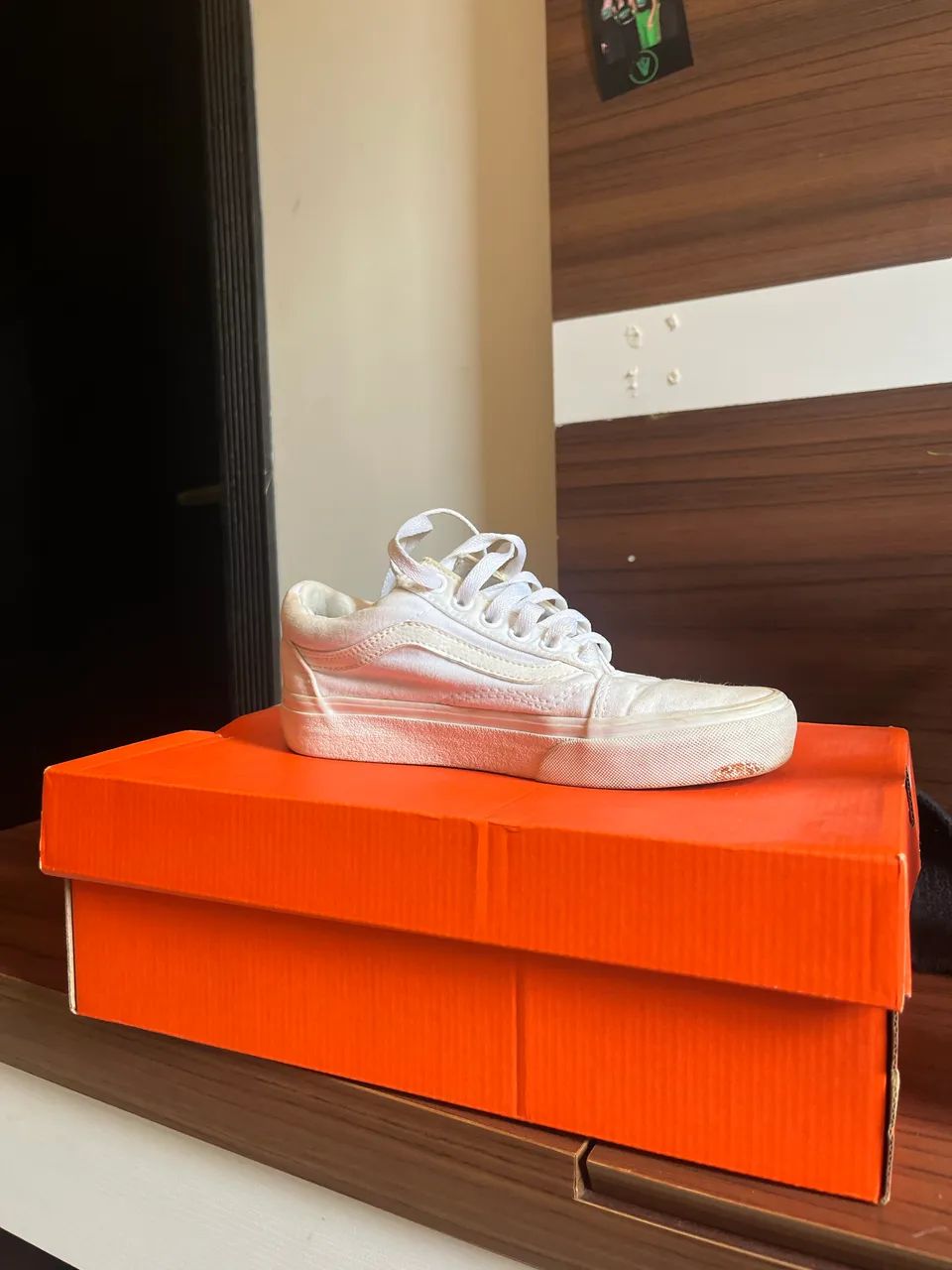 Tênis feminino vans old skool branco - Foto 4