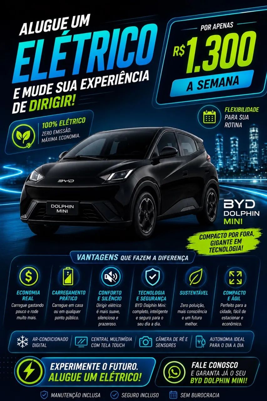Aluguel byd dolphin mini elétrico