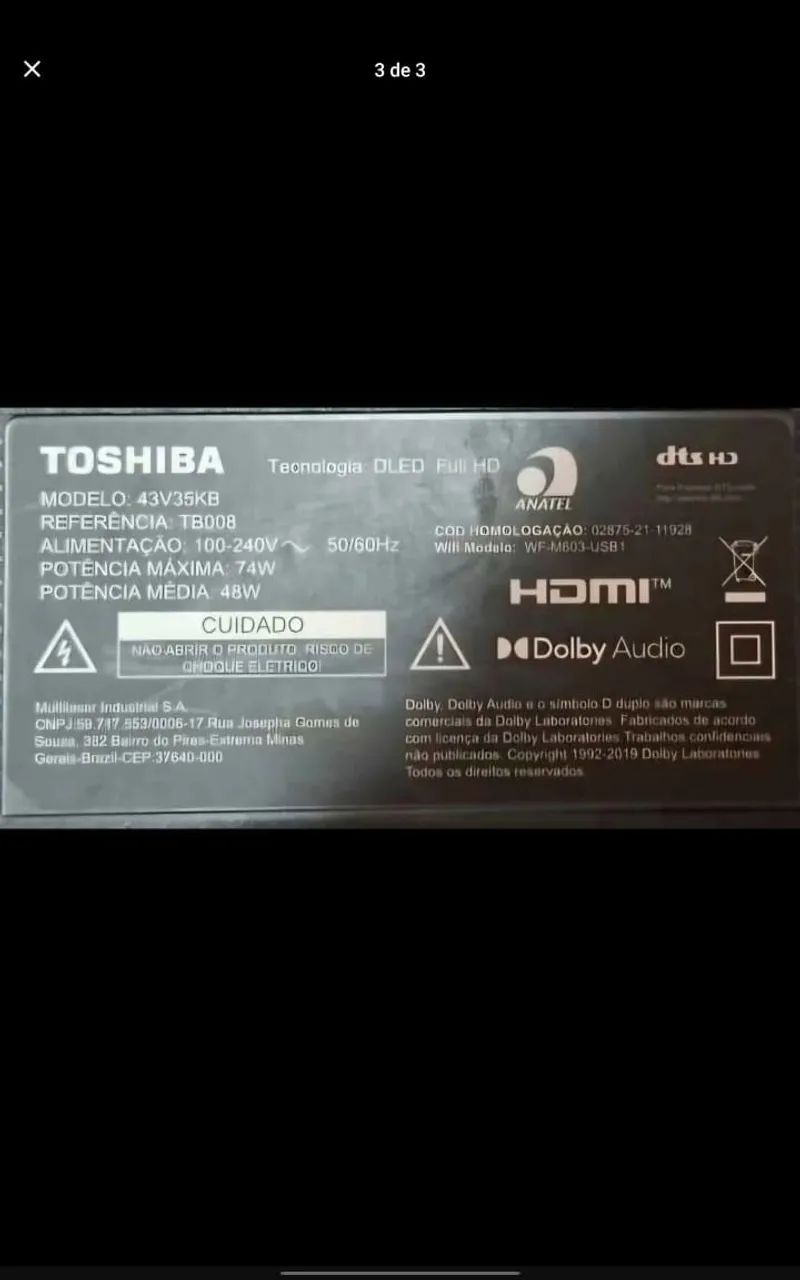 Vendo tv Toshiba com defeito  - Foto 3