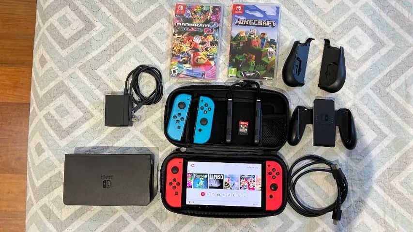 Kit Nintendo Switch OLED - 3 cards de jogos (Mario Kart 8 Deluxe / Minecraft / Splatoon 2) - Foto 2