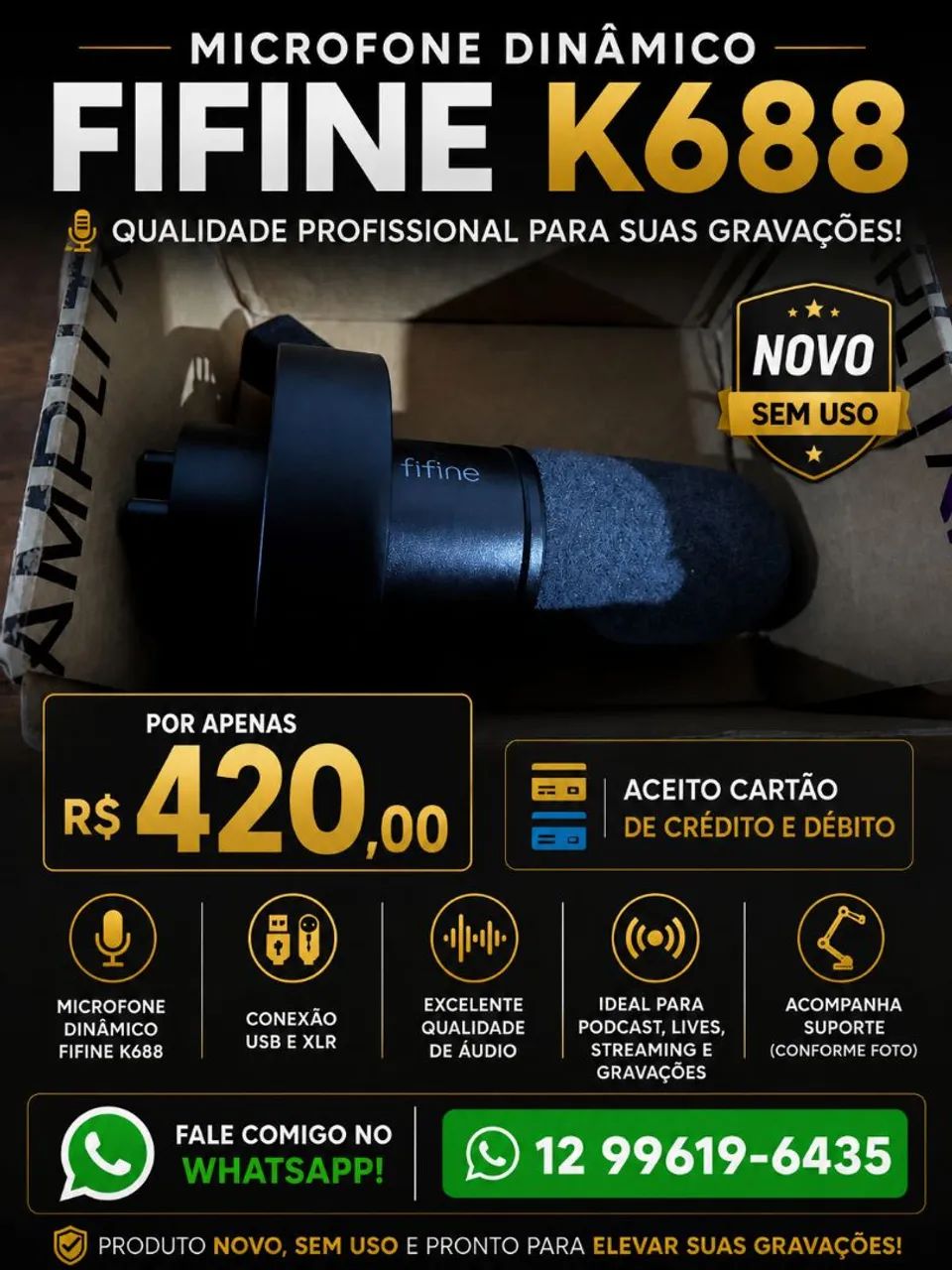 Microfone dinâmico  k688