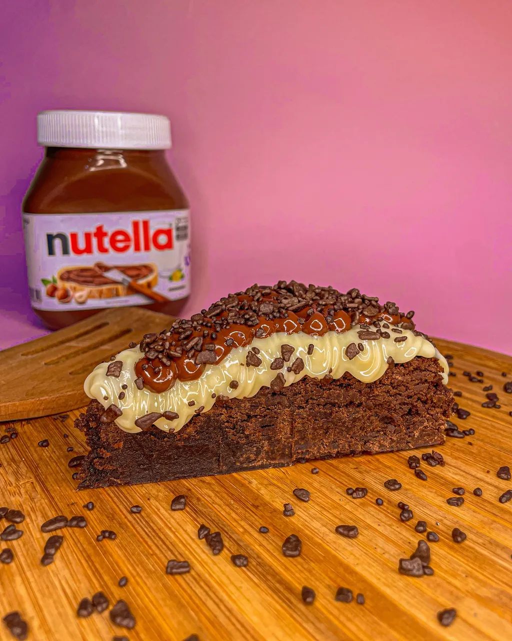 Fatia brownie ninho com nutella