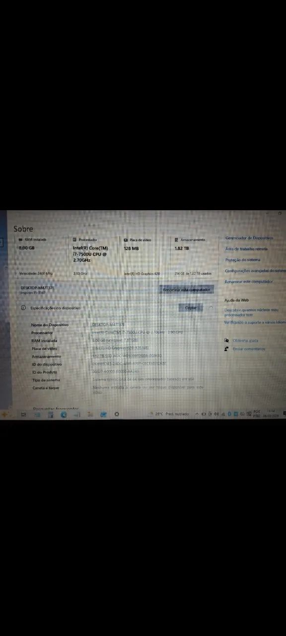Notebook Dell Inspiron 15 7ª Geração, i7-7500U, 8 GB RAM, SSD 2TB 10x vezes sem juros no c - Foto 6