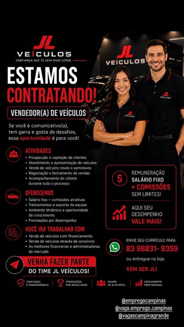 Oportunidade de ganhos e plano de carreira 