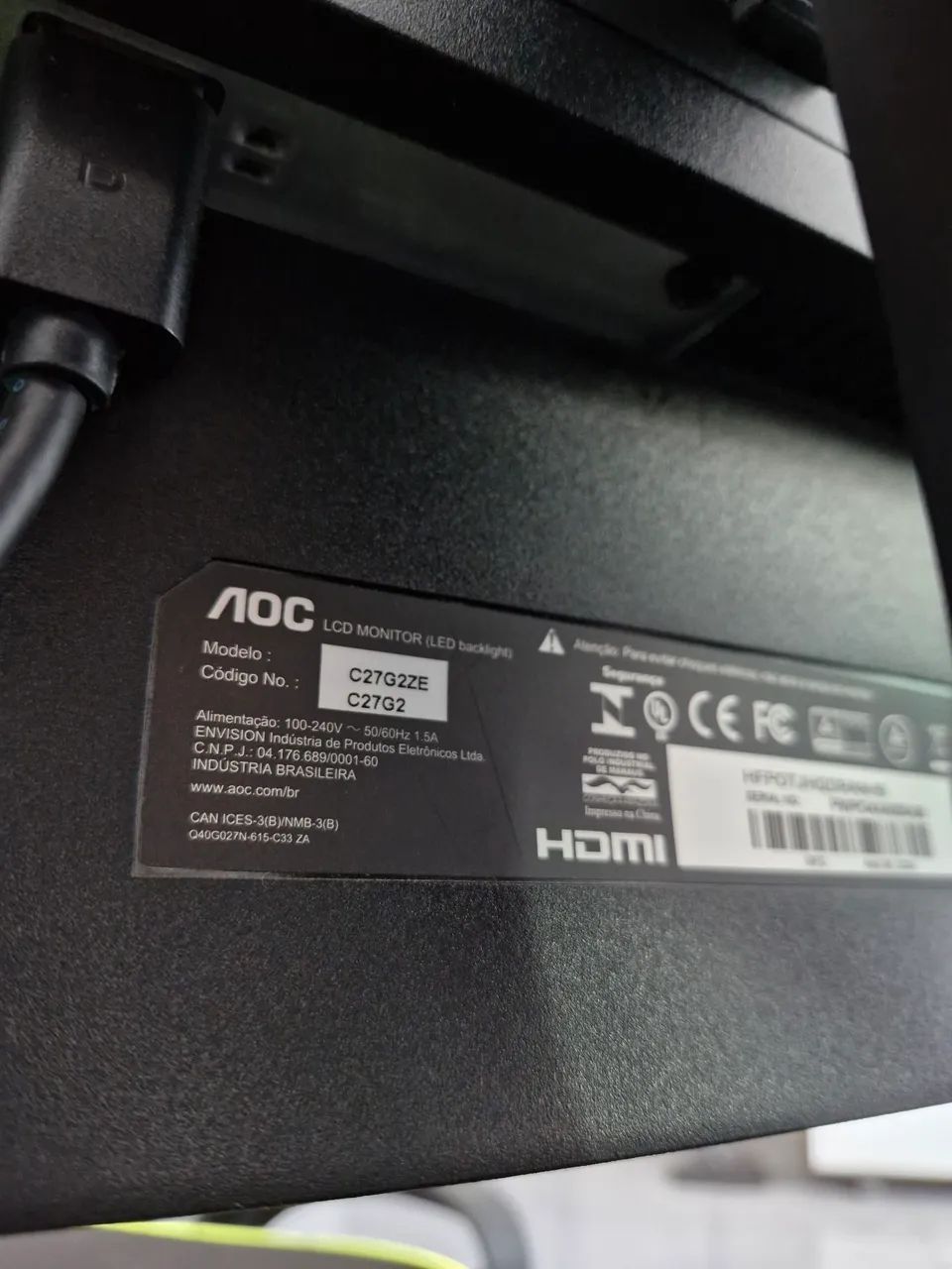 Monitor Gamer AOC 27"Curvo 240Hz - Usado - Foto 4