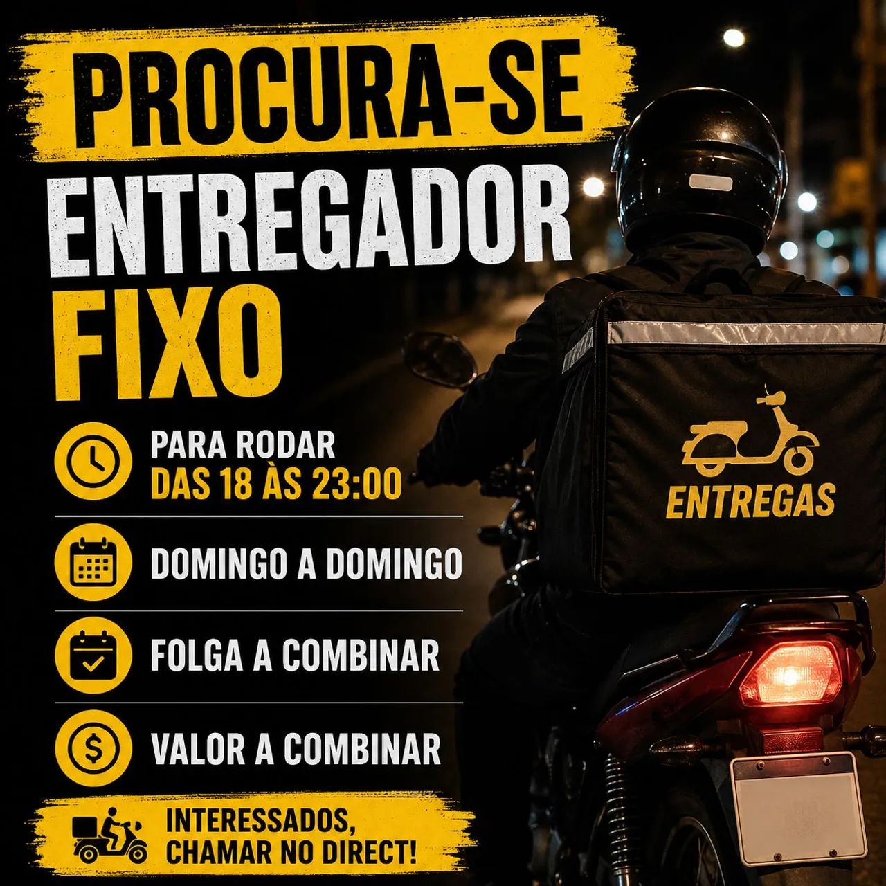 Vaga para entregadores!