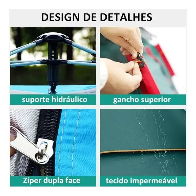 Barraca Acampamento Camping 5 Pessoas Impermeável 1500mm Verde-musgo - Foto 5
