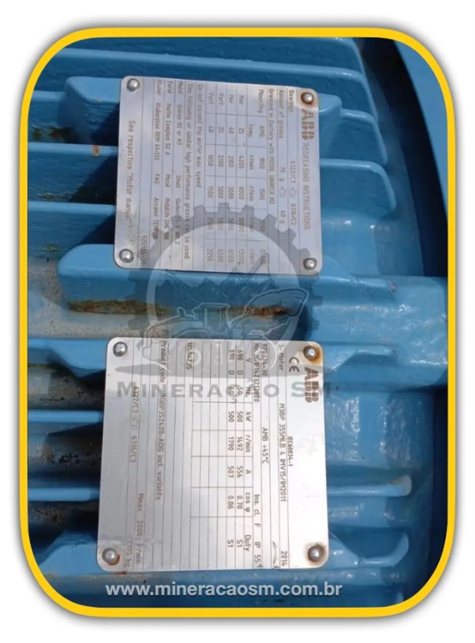 Motor Eletrico ABB 680cv, 1780rpm, 4 polos. Com flange e pés de base - Foto 3
