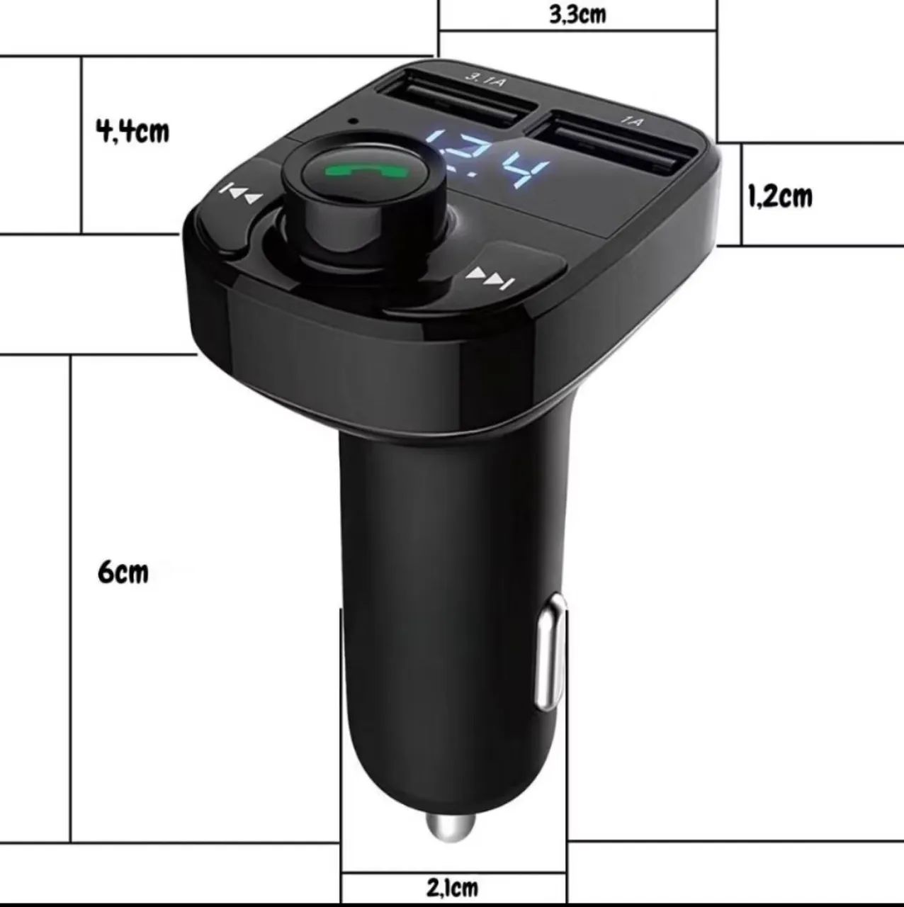 CARREGADOR VEICULAR COM TRANSMISSOR BLUETOOTH FM - Foto 5
