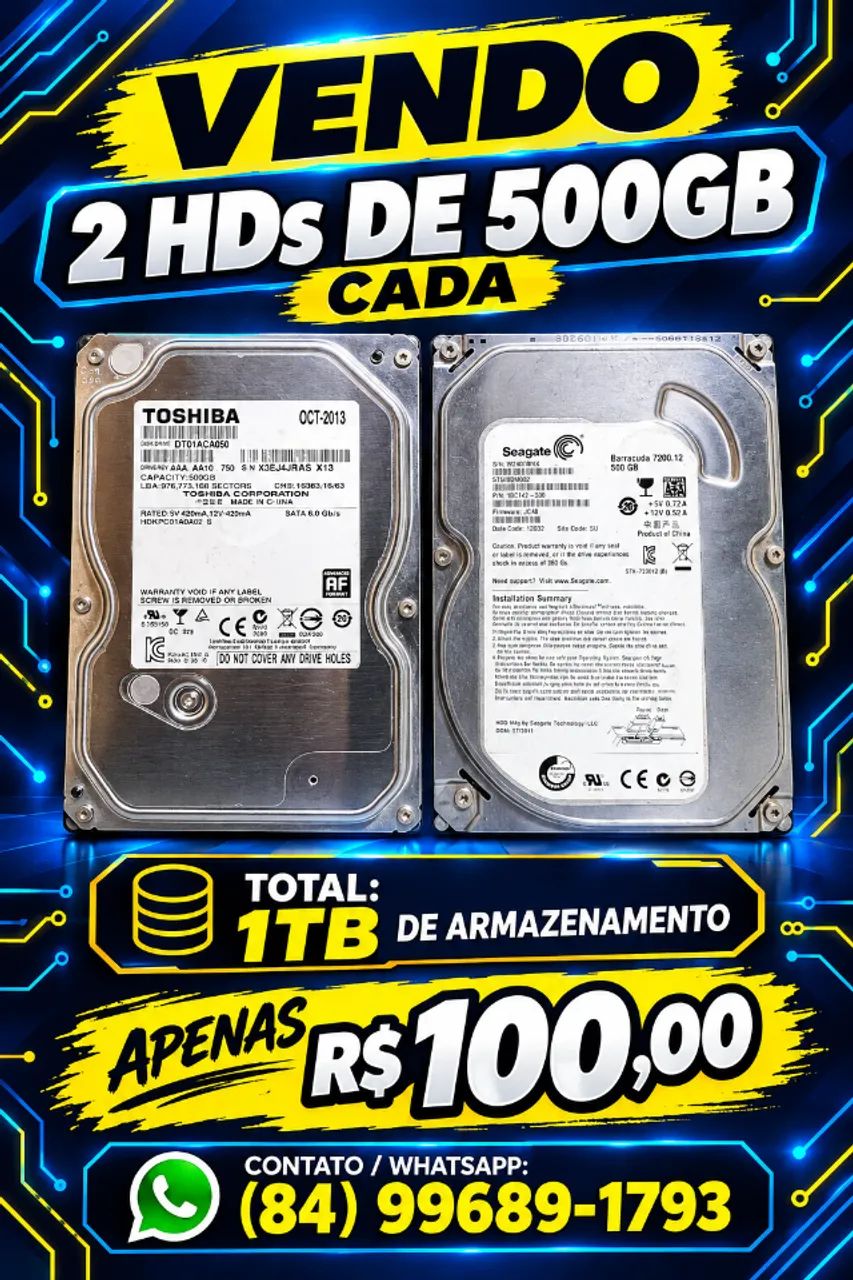 Vendo 2 Hds de 500GB (Total 1TB)