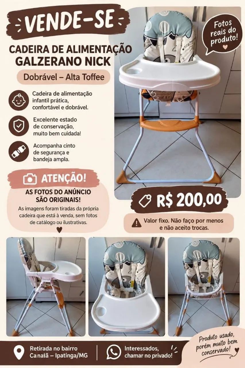 CADEIRA DE ALIMENTAÇÃO GALZERANO