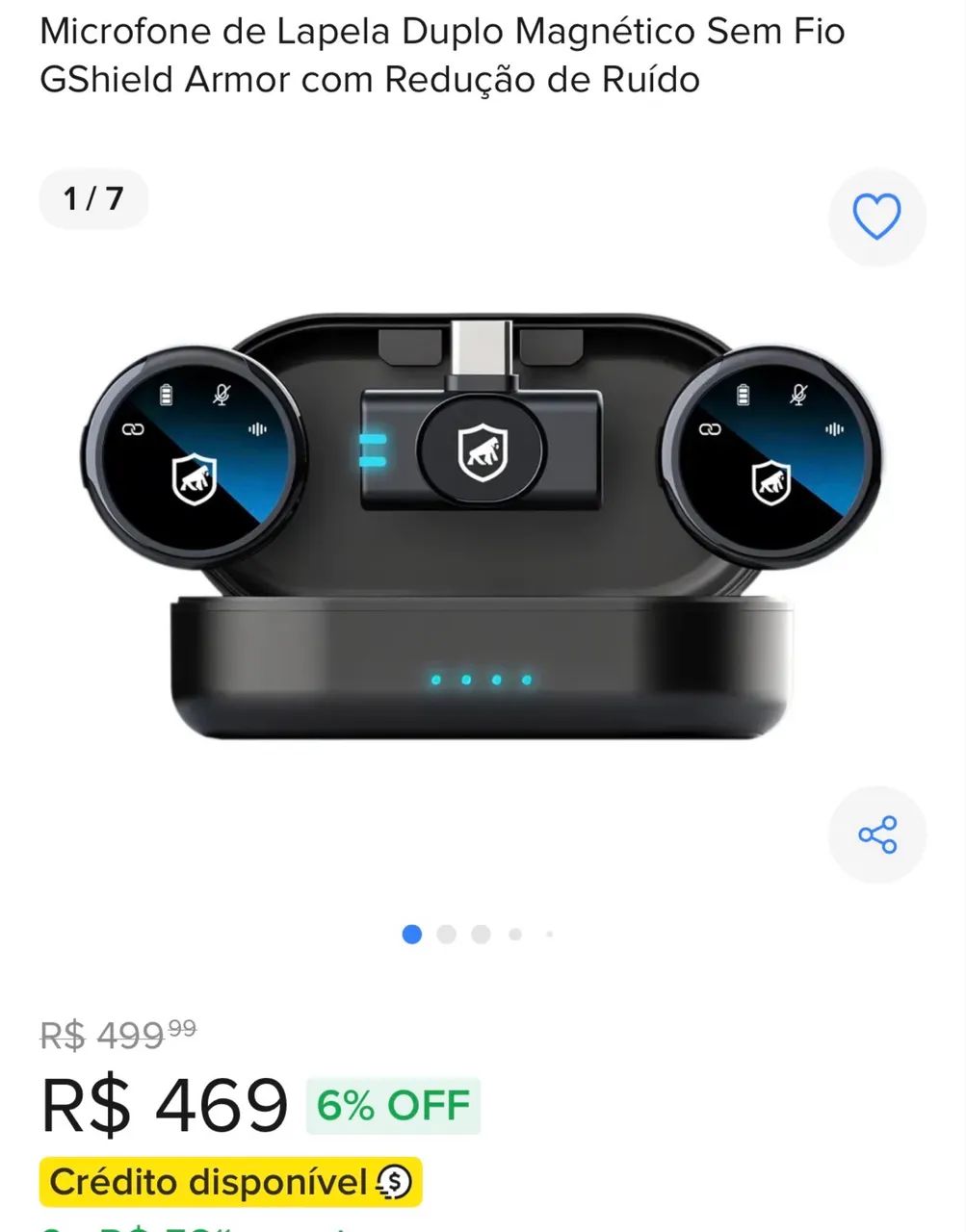 Microfone de Lapela Duplo Magnético Sem Fio GShield Armor com Redução de Ruído - Foto 6