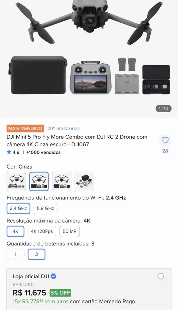 Drone mini 5pro fly more combo - Foto 3