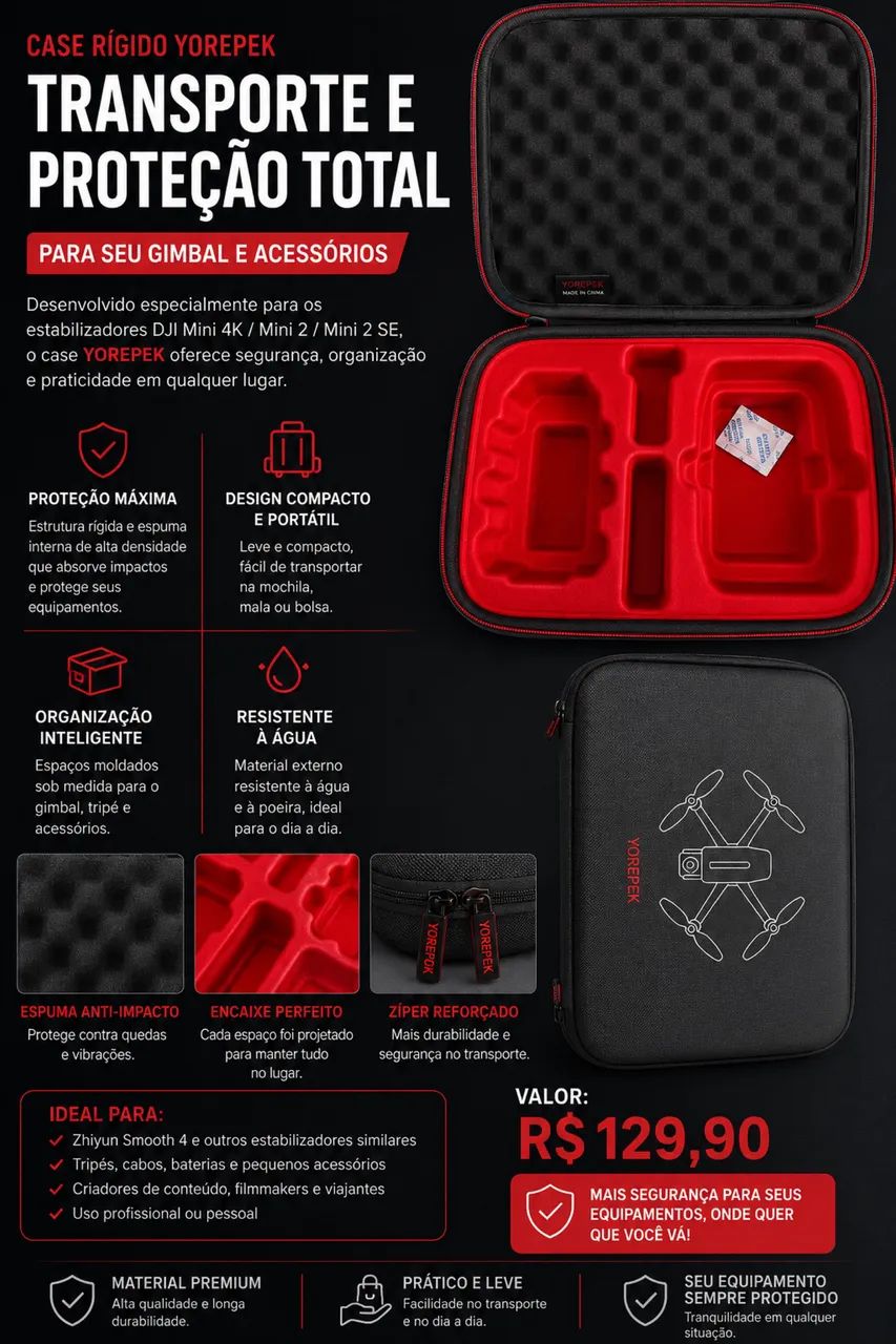 Case Rígida YOREPEK para DJI Mini 4K / Mini 2 / Mini 2 SE - Estado de Nova - Foto 3