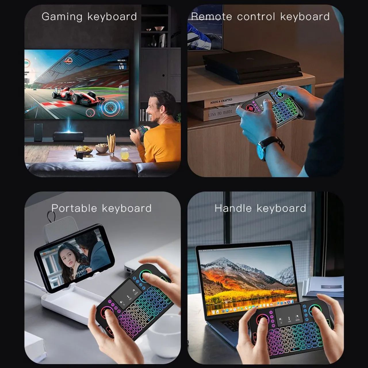 Mini Teclado Semfio V8 Retroiluminado 2.4ghz Bluetooth Air Mouse Touchpad para SmarTV - Foto 5