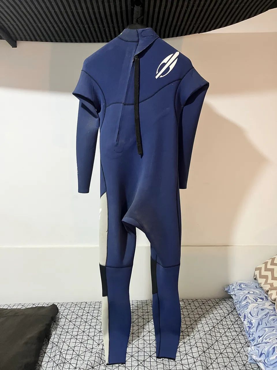 Long John mormaii manga longa chestzip 3/2mm ultra skin 1 azul marinho/cinza - ORIGINAL  - Foto 2