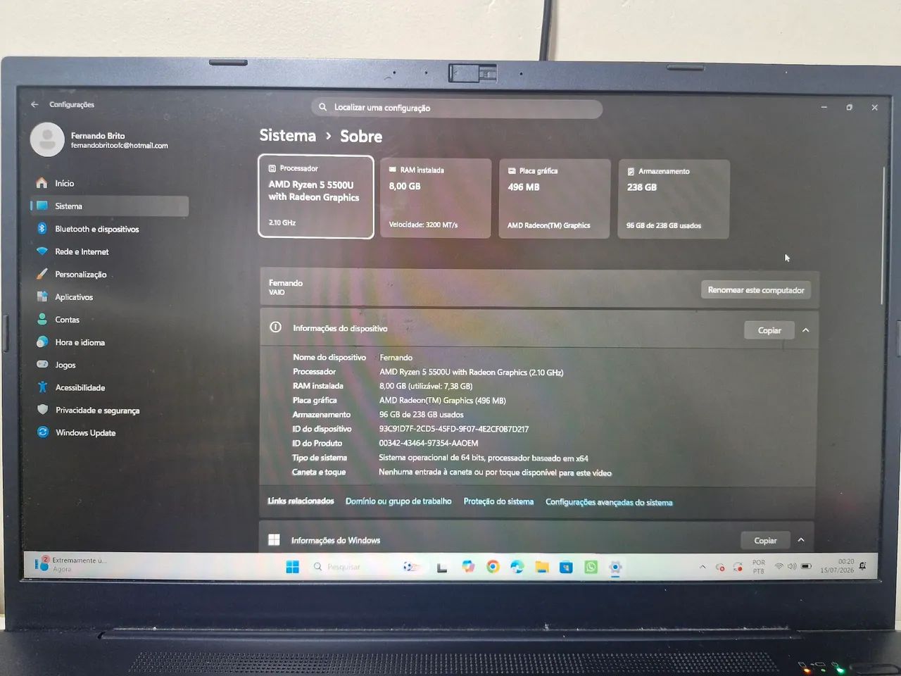 Notebook VAIO Ryzen 5 - Foto 3