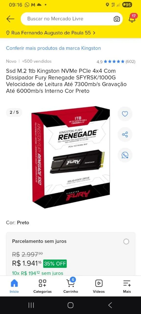 Ssd kingston fury 1t