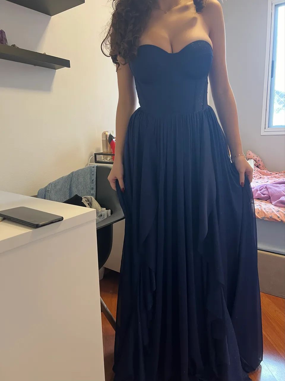 Vestido de festa azul com brilhos - Foto 2