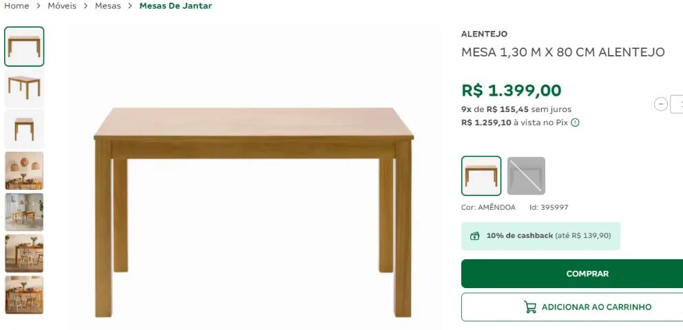 Mesa Alentejo TokStok 1,30 x 0,80 - Foto 3