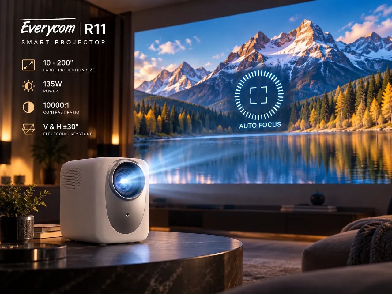 Projetor Smart Everycom R11 Full HD - Wi-Fi, Bluetooth e Ajuste Automático - Na Caixa - Foto 3