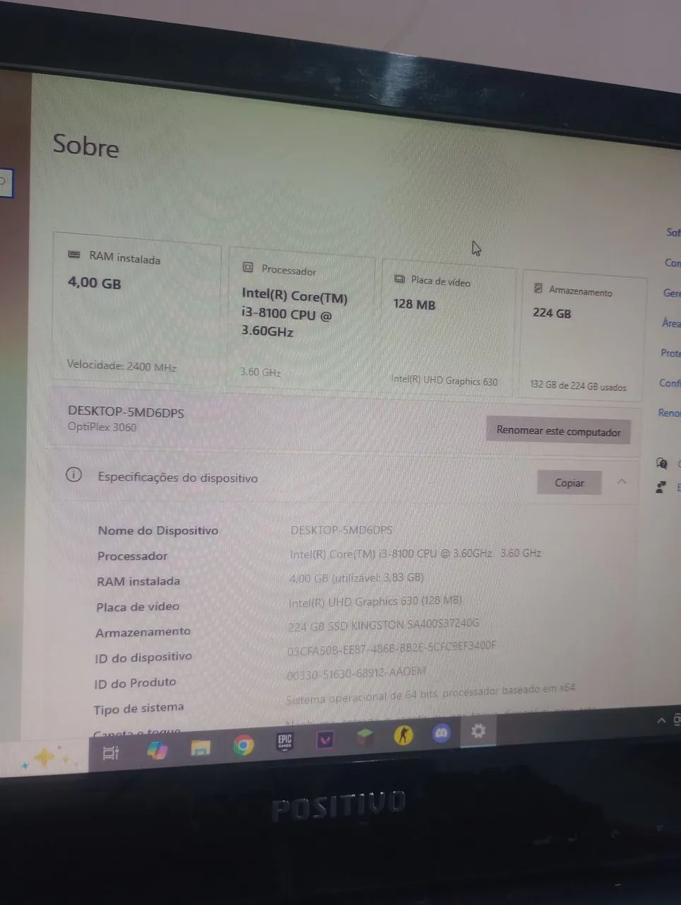 PC Dell i3 8100 - 8° geração DDR4 - Foto 5