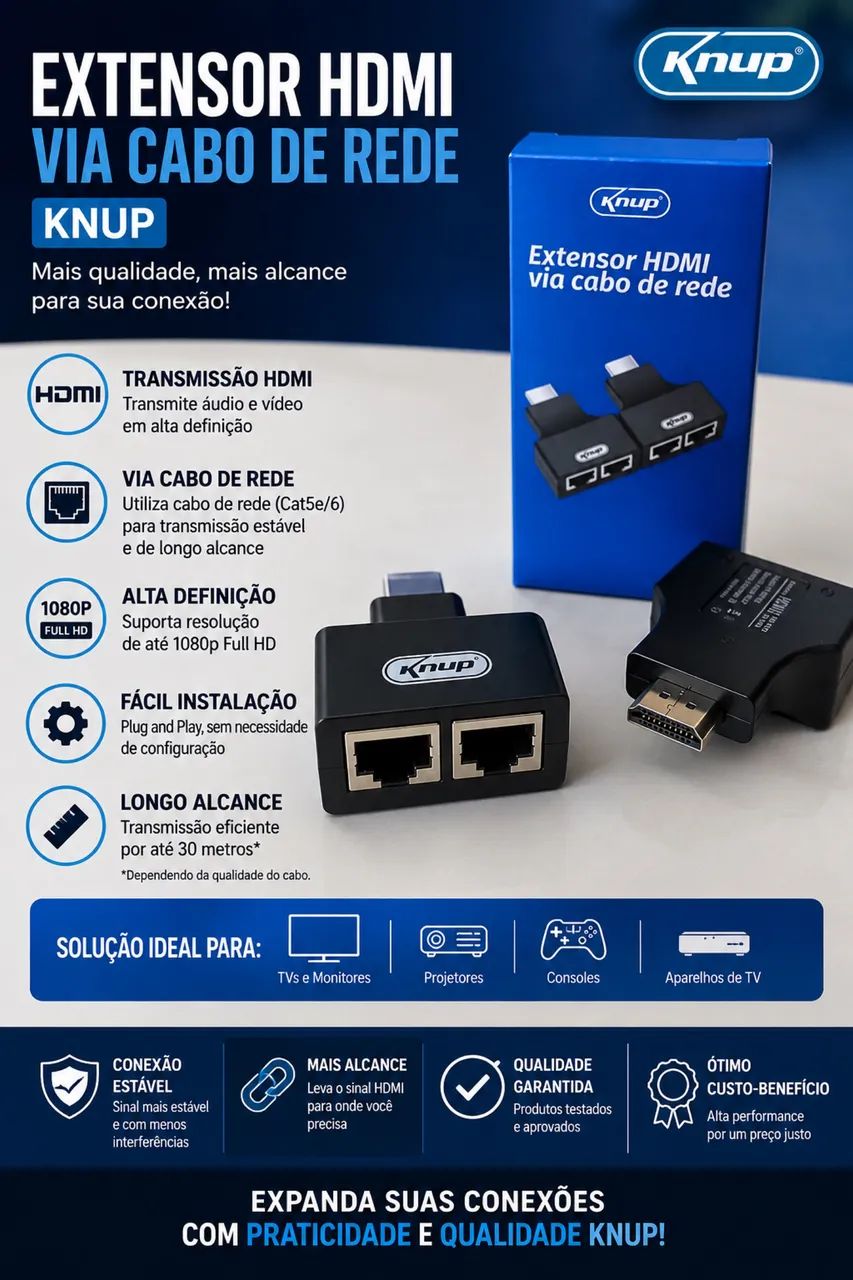 Extensor HDMI via Cabo de rede 