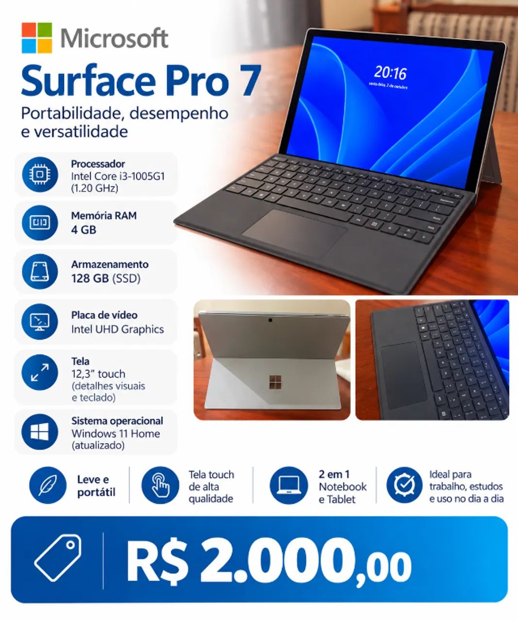 Microsoft Surface Pro 7 - Notebooks - Asa Norte, Brasília