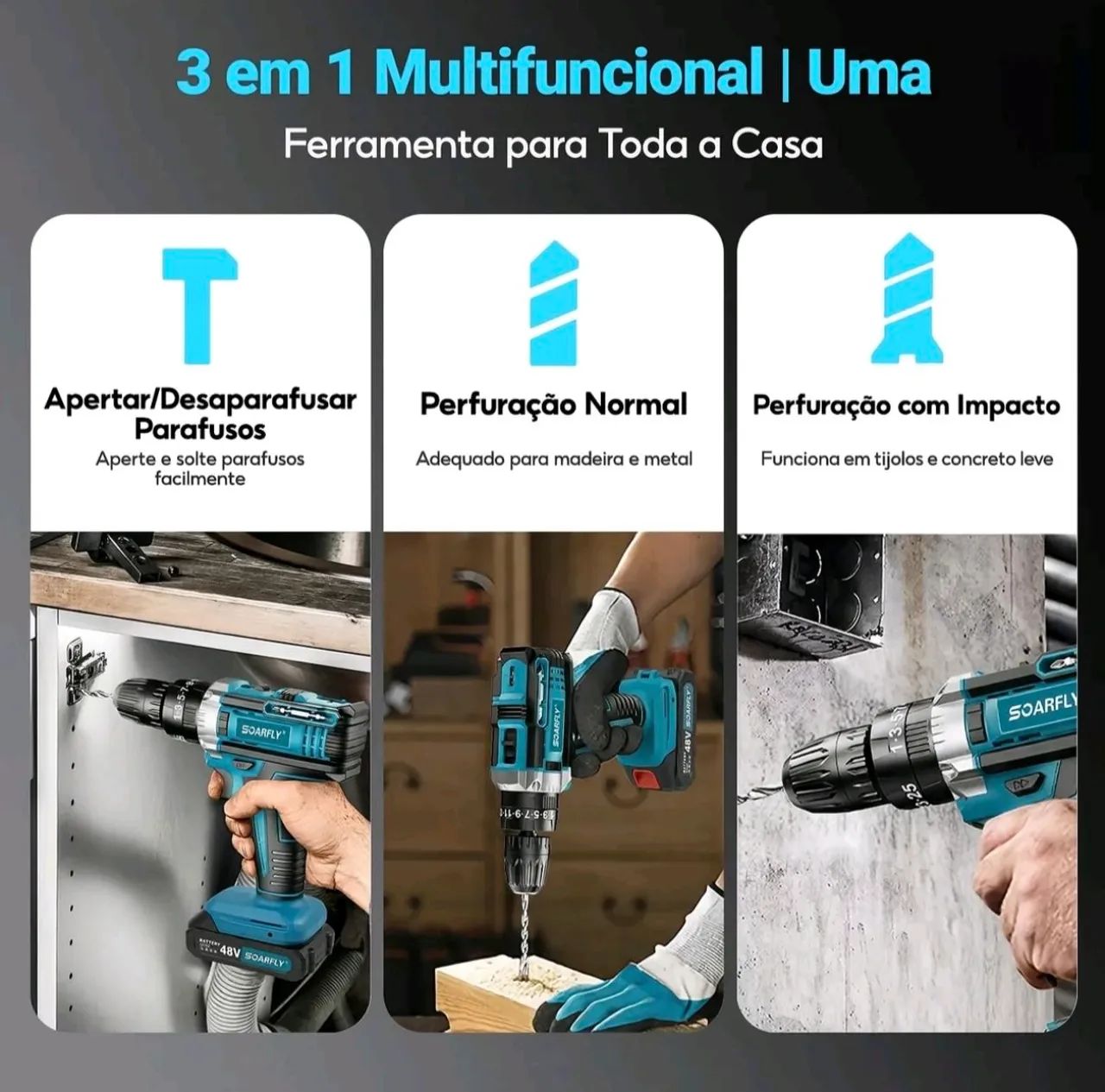 Furadeira e parafusadeira com 2 baterias 48v - Ferramentas de