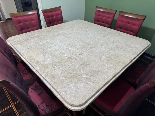 Mesa de Jantar Quadrada Mármore Travertino - Foto 4