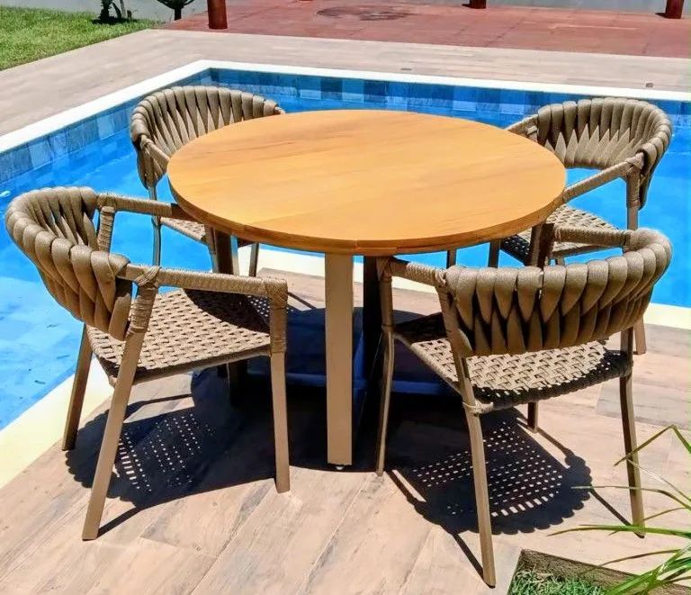Conjunto mesa e cadeiras tricô corda náutica  - Foto 5
