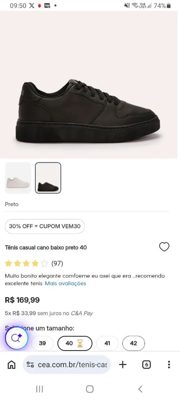 Tênis Casual Wace Preto Original  - Foto 4