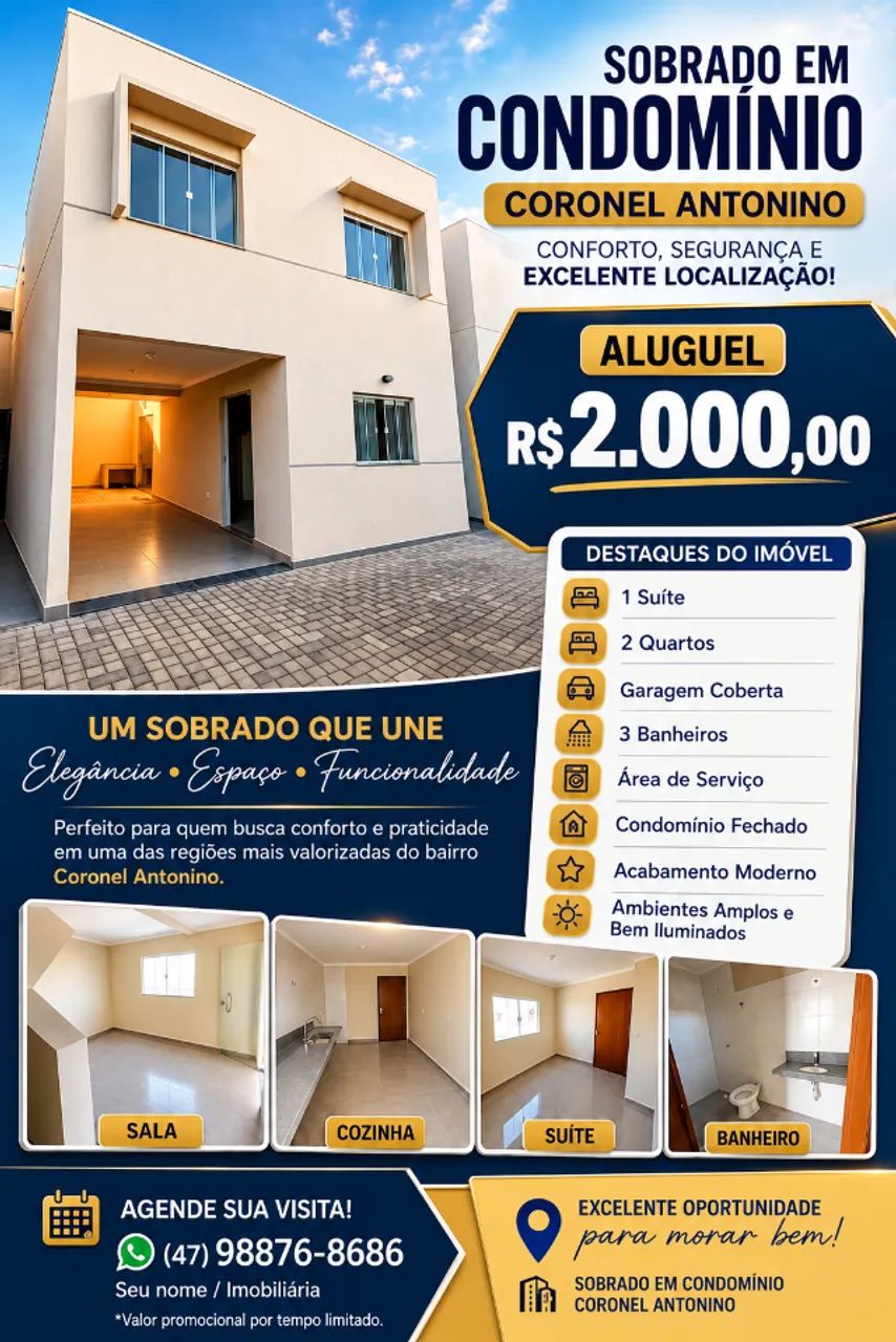 Sobrado 3 Quartos - Condomínio 