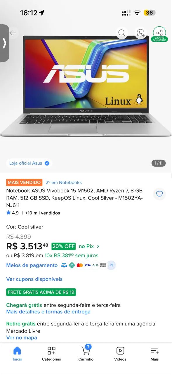 NOTEBOOK ASUS VIVOBOOK 