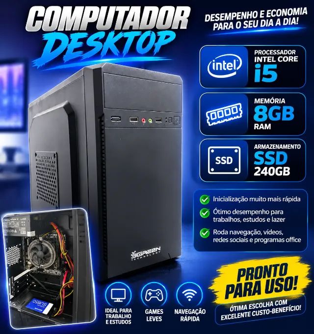 PC INTEL CORE I5 8GB RAM COM SSD