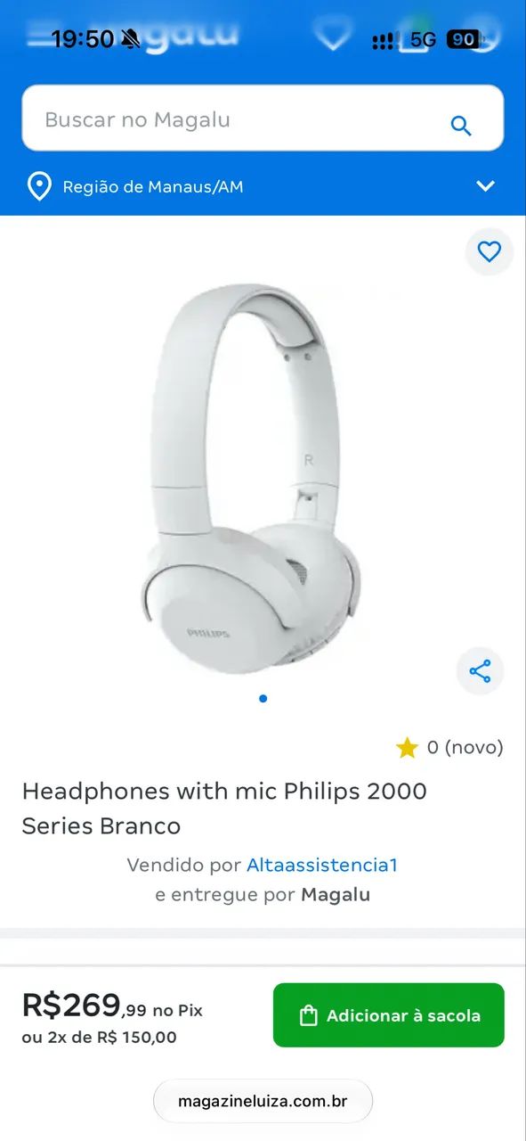 FONE DE OUVIDO ORIGINAL DA PHILIPS BRANCO BLUETOOTH