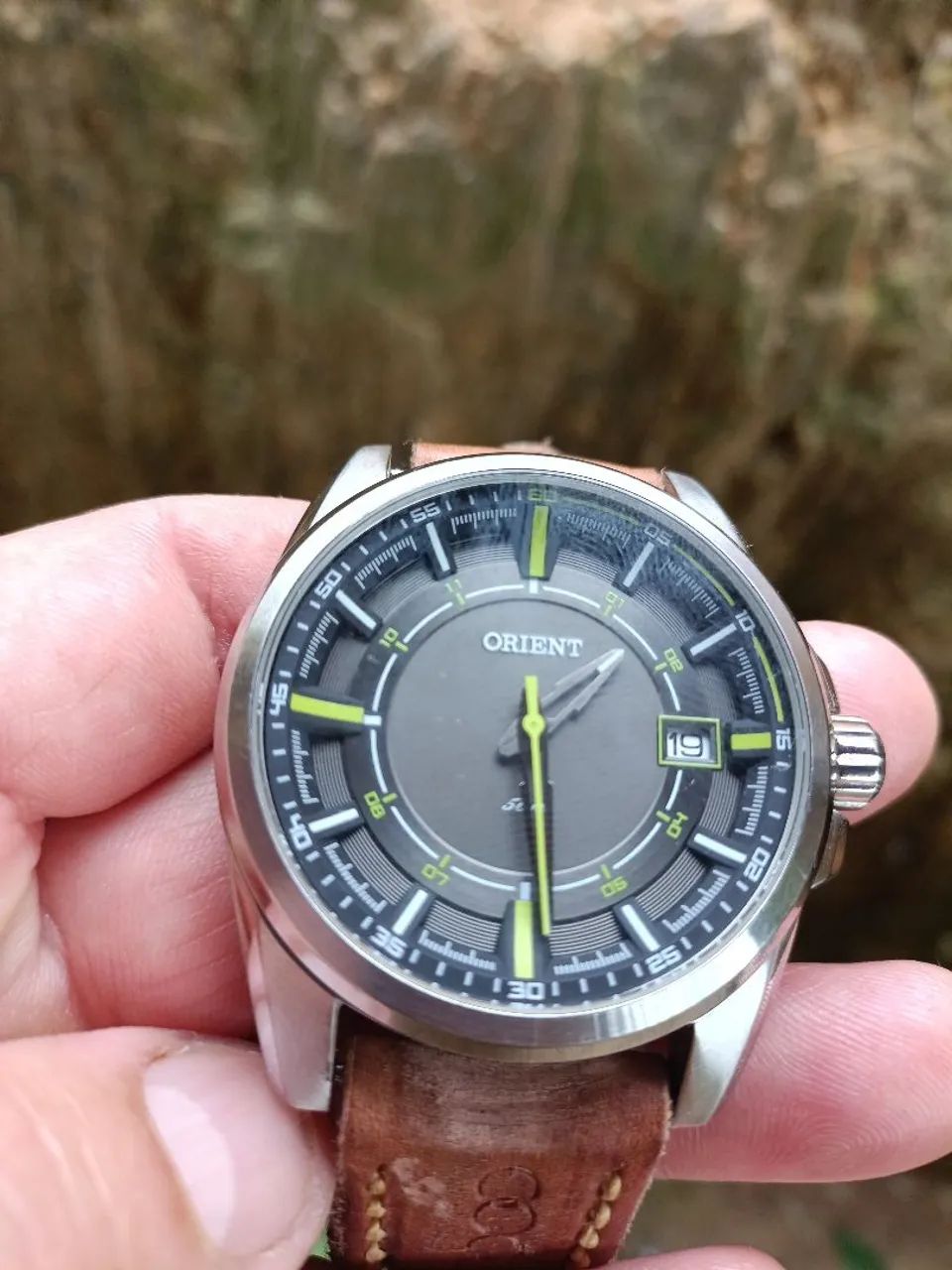 Relógio orient pulseira de couro 
