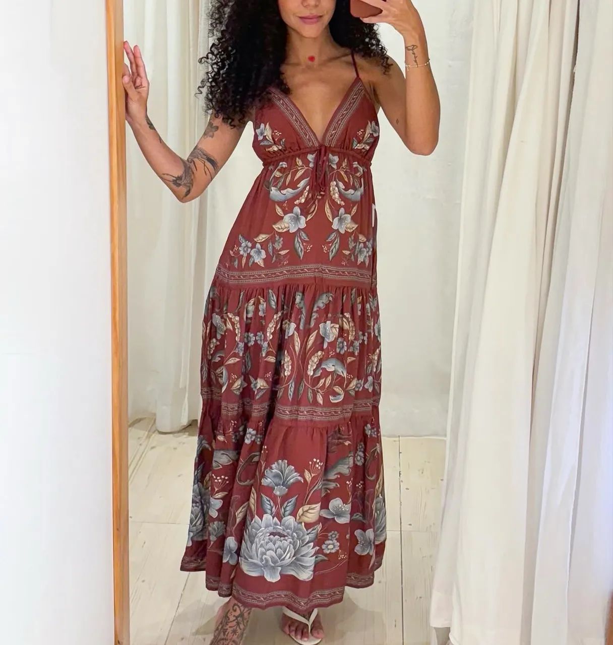 Vestido longo retrópico FARM