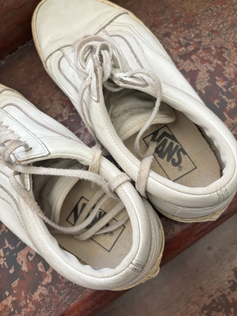 Tênis Vans Old School Couro Branco Original  - Foto 5
