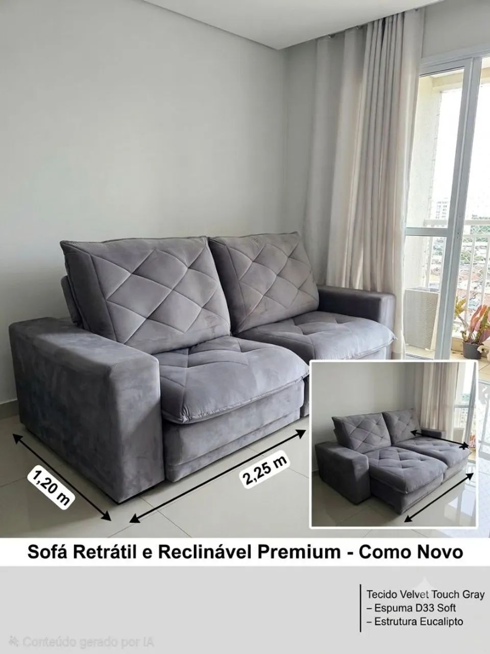 Sofá retrátil 2.25m - Foto 2