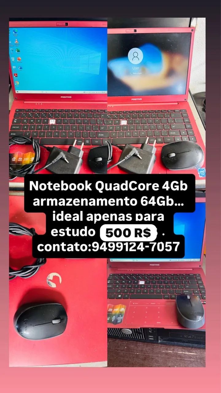 Notebook Positivo Vermelho Quad Core - Foto 3