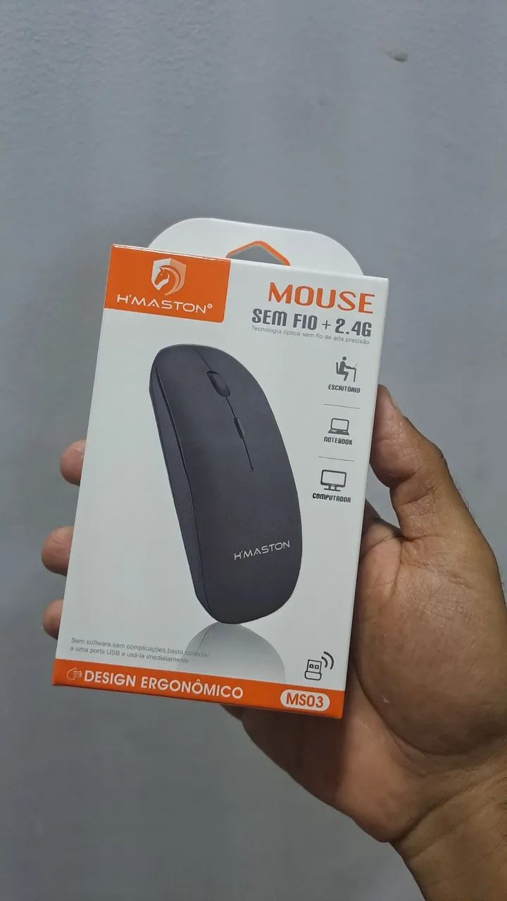 Mouse sem fio 2.4 design ergonômico a pilha