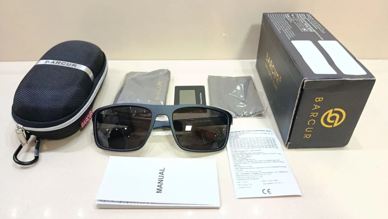 Oculos de Sol BARCUR Armação TR90 RedGray Cinza Ciclismo Com Detalhes Lentes Polarizadas  - Foto 2